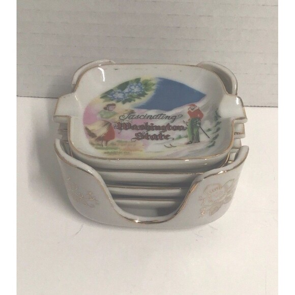 Vintage Washington State Souvenir Nesting Ashtray Set (4),small, - Picture 2 of 8